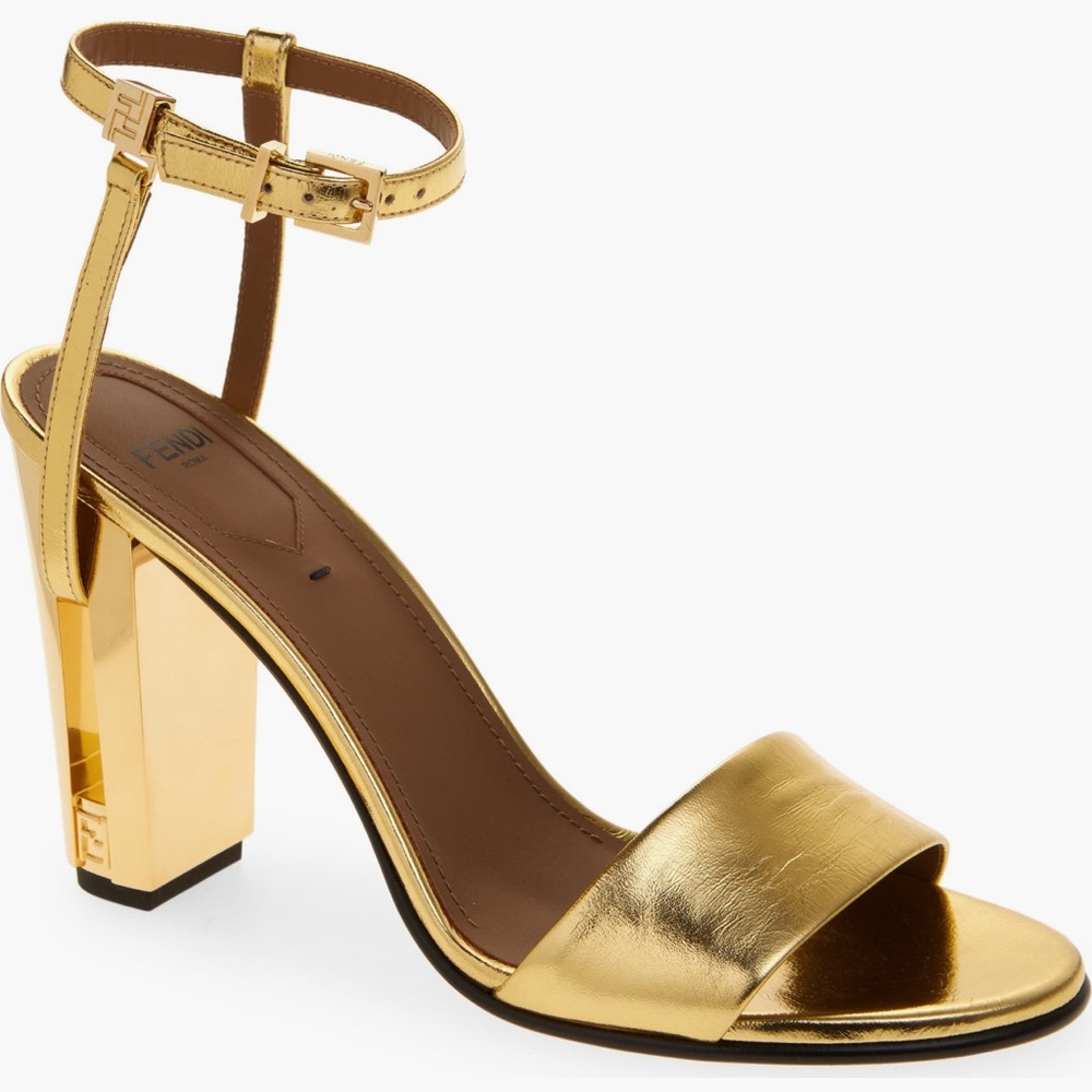 Fendi NEW GOLD HEELS 👠 Delfina Sandal NEW  in  BOX Gold